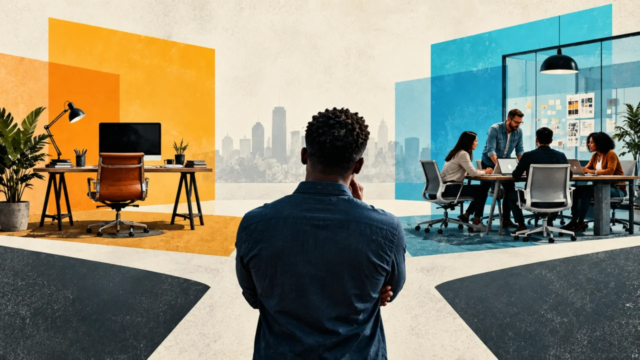 freelancer vs agency concept image