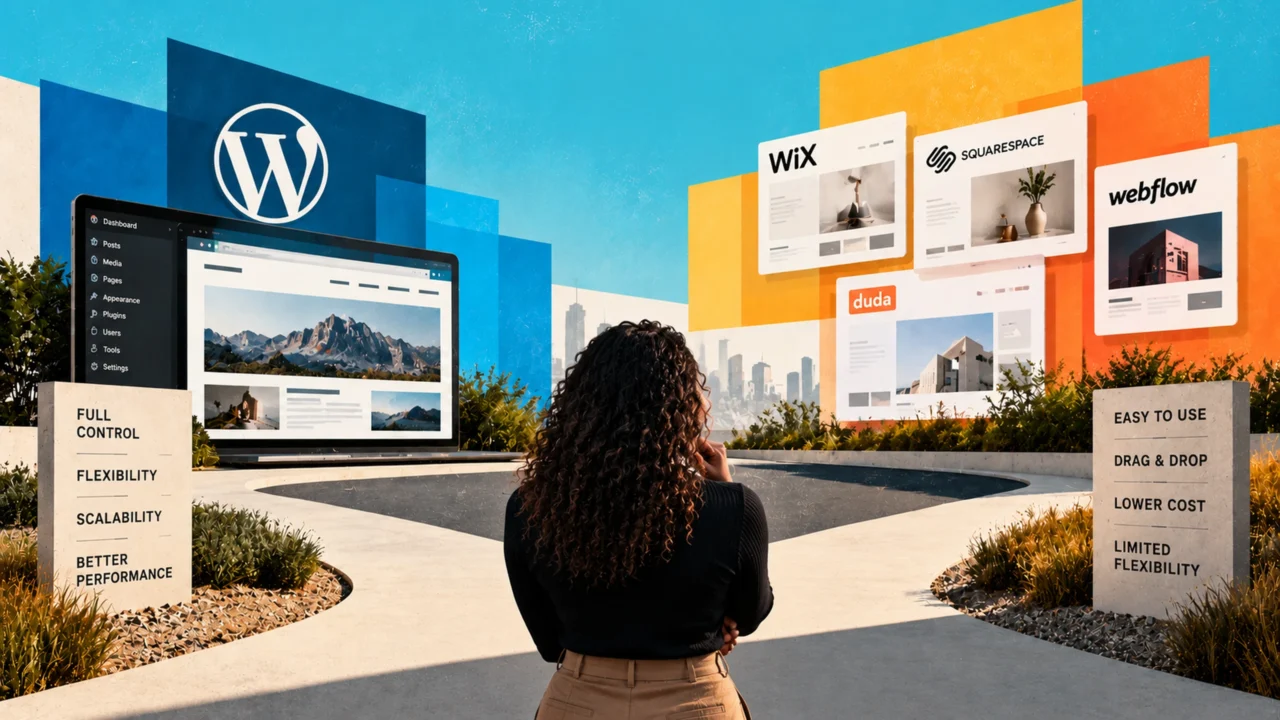 wordpress vs no code builders image concept